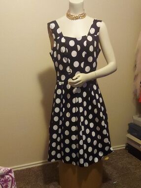 East 5th Black and White Polka Dot Midi Dress97% Cotton